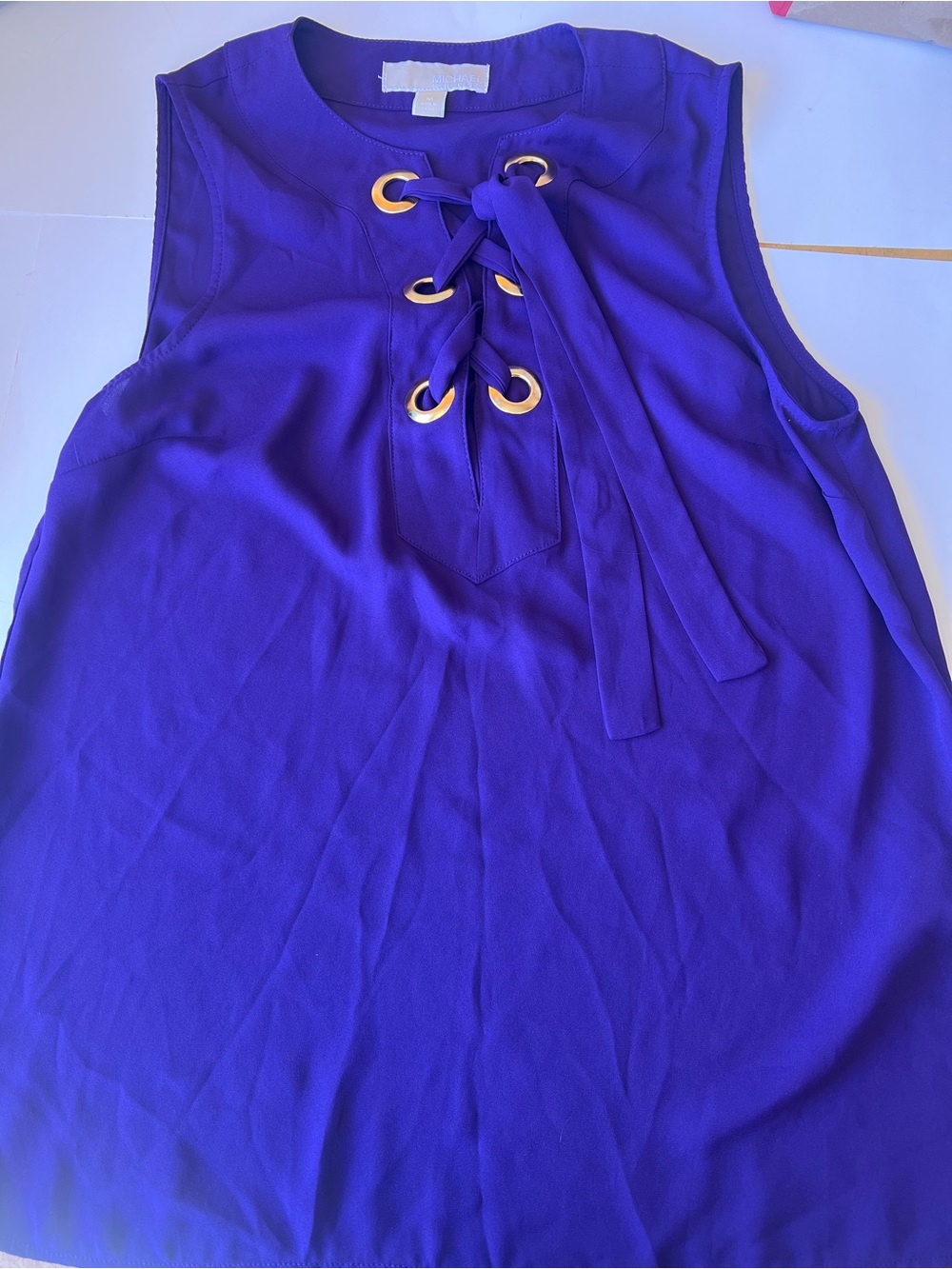 Michael Kors Deep Purple Lace-Up Sleeveless Camisole